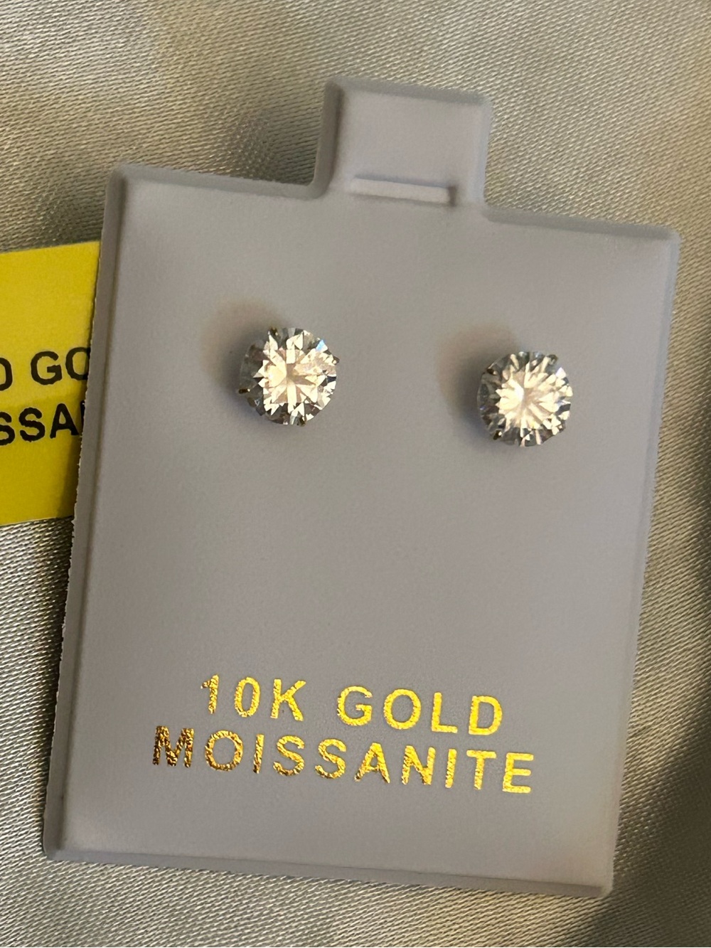 10K Gold Moissanite Stud Earrings 1.68ct NWT